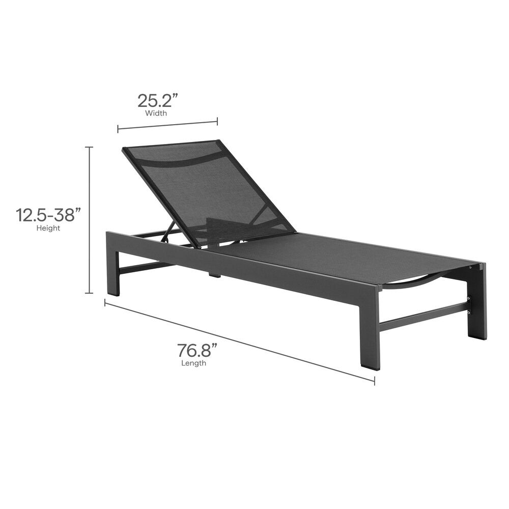 Tahoe Outdoor Patio Mesh and Aluminum Chaise Lounge in Gray by Modway - Image 3