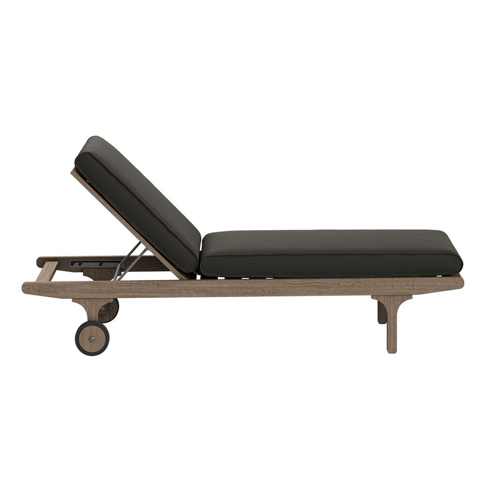 Saratoga Outdoor Patio Teak Wood 3-Piece Chaise Lounge Furniture Set in Flint Gray by Modway - Image 6