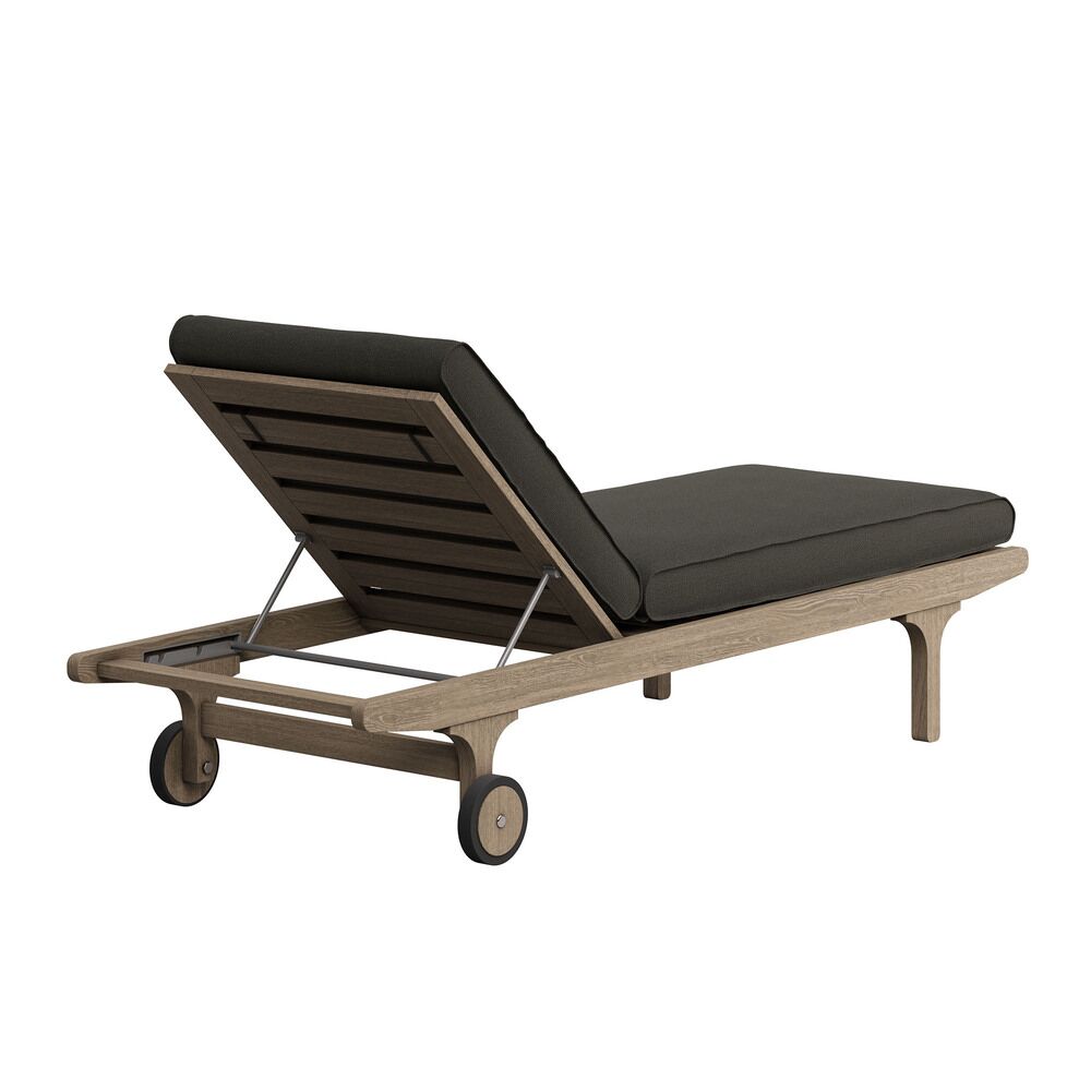 Saratoga Outdoor Patio Teak Wood 3-Piece Chaise Lounge Furniture Set in Flint Gray by Modway - Image 7