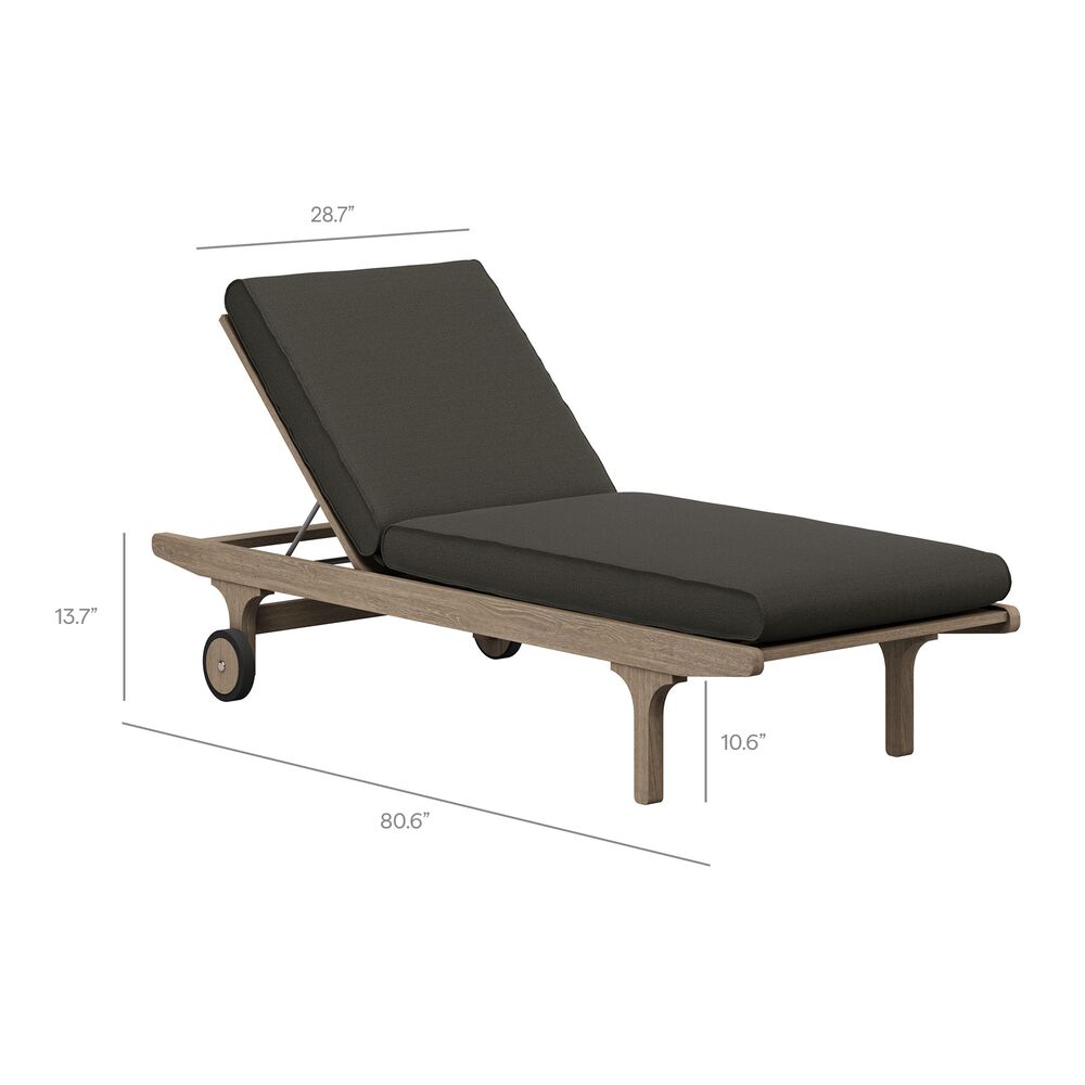 Saratoga Outdoor Patio Teak Wood 3-Piece Chaise Lounge Furniture Set in Flint Gray by Modway - Image 3