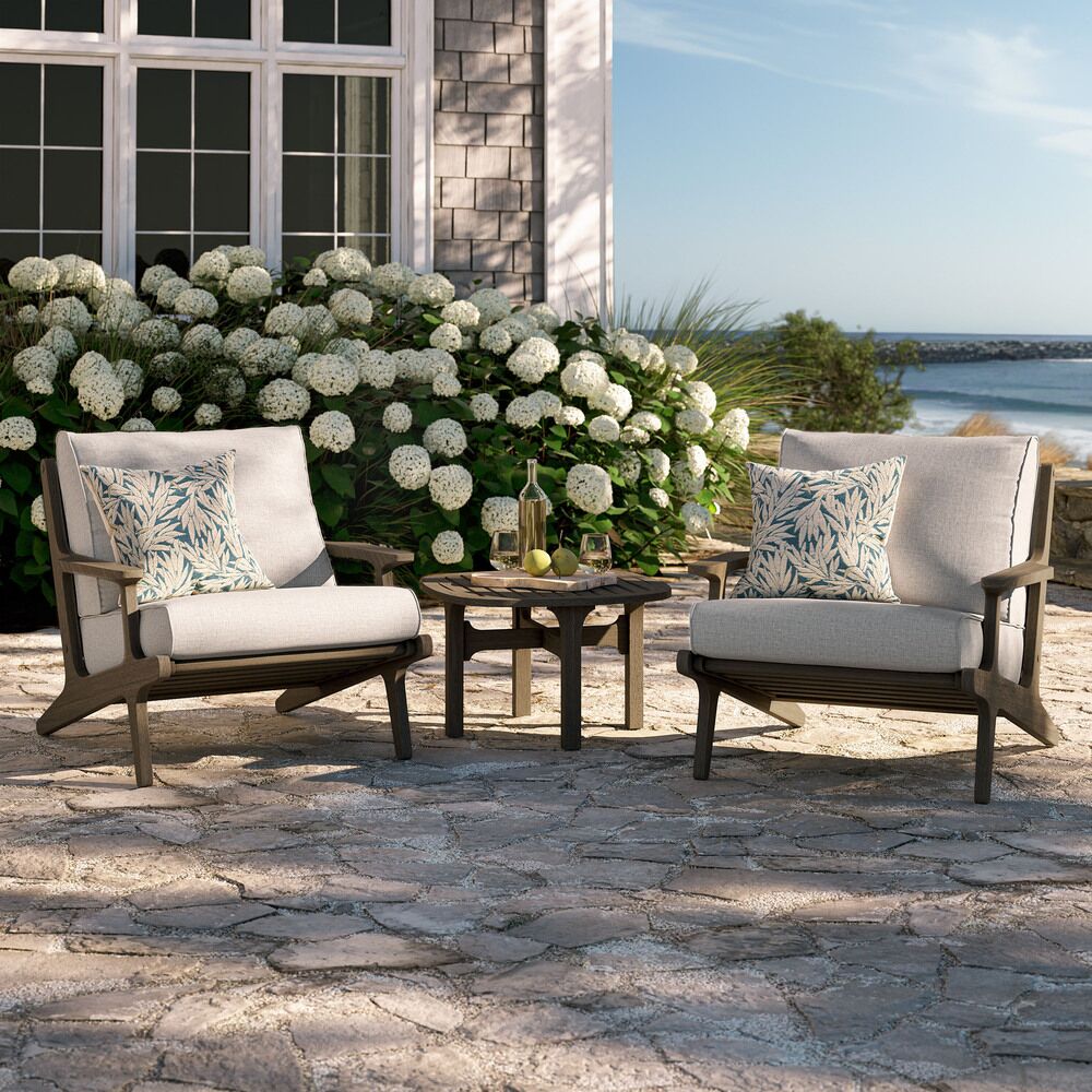 Saratoga 3-Piece Outdoor Patio Teak Wood Furniture Set with Lounge Chairs and Side Table in Pebble by Modway - Image 12