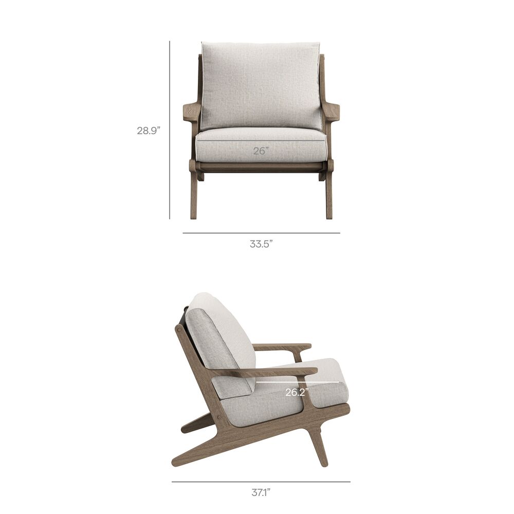 Saratoga 3-Piece Outdoor Patio Teak Wood Furniture Set with Lounge Chairs and Side Table in Pebble by Modway - Image 3