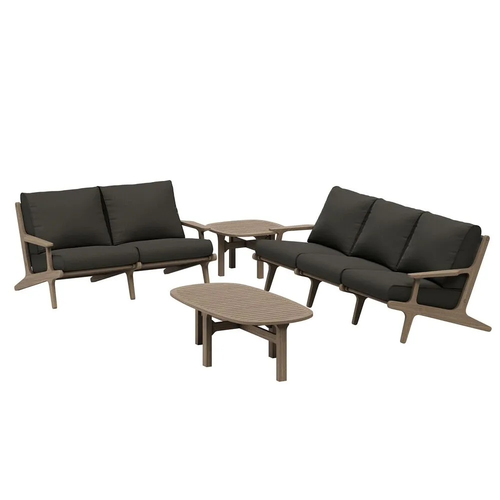 Saratoga 4-Piece Outdoor Patio Teak Wood Furniture Set in Flint Gray by Modway