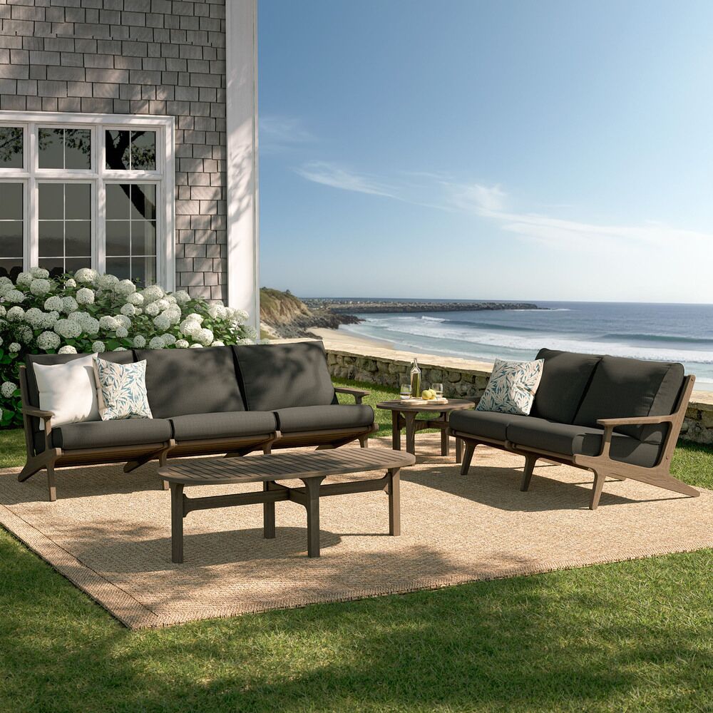 Saratoga 4-Piece Outdoor Patio Teak Wood Furniture Set in Flint Gray by Modway - Image 13