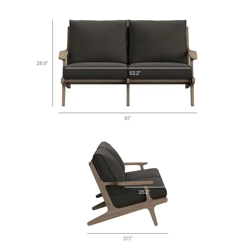 Saratoga 4-Piece Outdoor Patio Teak Wood Furniture Set in Flint Gray by Modway - Image 4