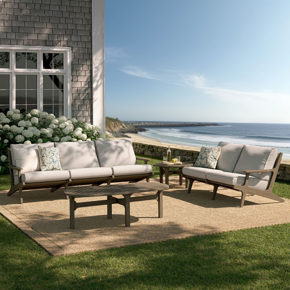 Saratoga 4-Piece Outdoor Patio Teak Wood Furniture Set in Pebble by Modway - Image 13