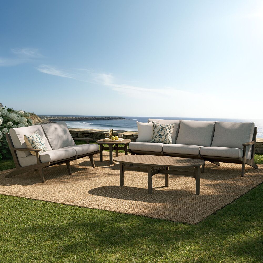 Saratoga 4-Piece Outdoor Patio Teak Wood Furniture Set in Pebble by Modway - Image 14