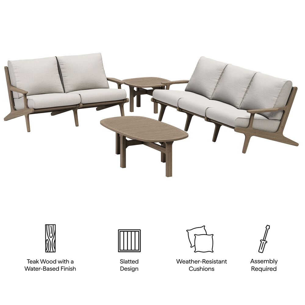 Saratoga 4-Piece Outdoor Patio Teak Wood Furniture Set in Pebble by Modway - Image 2