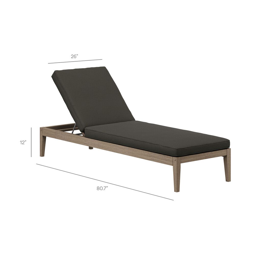 Northlake 3-Piece Outdoor Patio Teak Wood Furniture Set with Chaise Lounges and Side Table in Flint Gray by Modway - Image 3