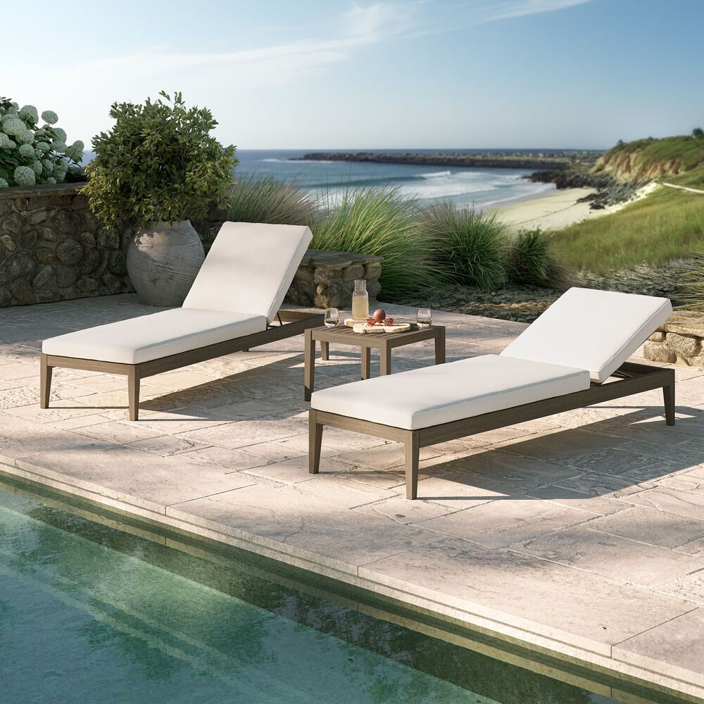 Northlake 3-Piece Outdoor Patio Teak Wood Furniture Set with Chaise Lounges and Side Table in Weathered Gray by Modway - Image 7