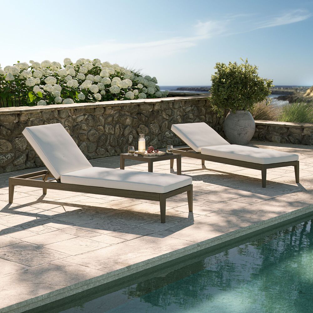 Northlake 3-Piece Outdoor Patio Teak Wood Furniture Set with Chaise Lounges and Side Table in Weathered Gray by Modway - Image 10