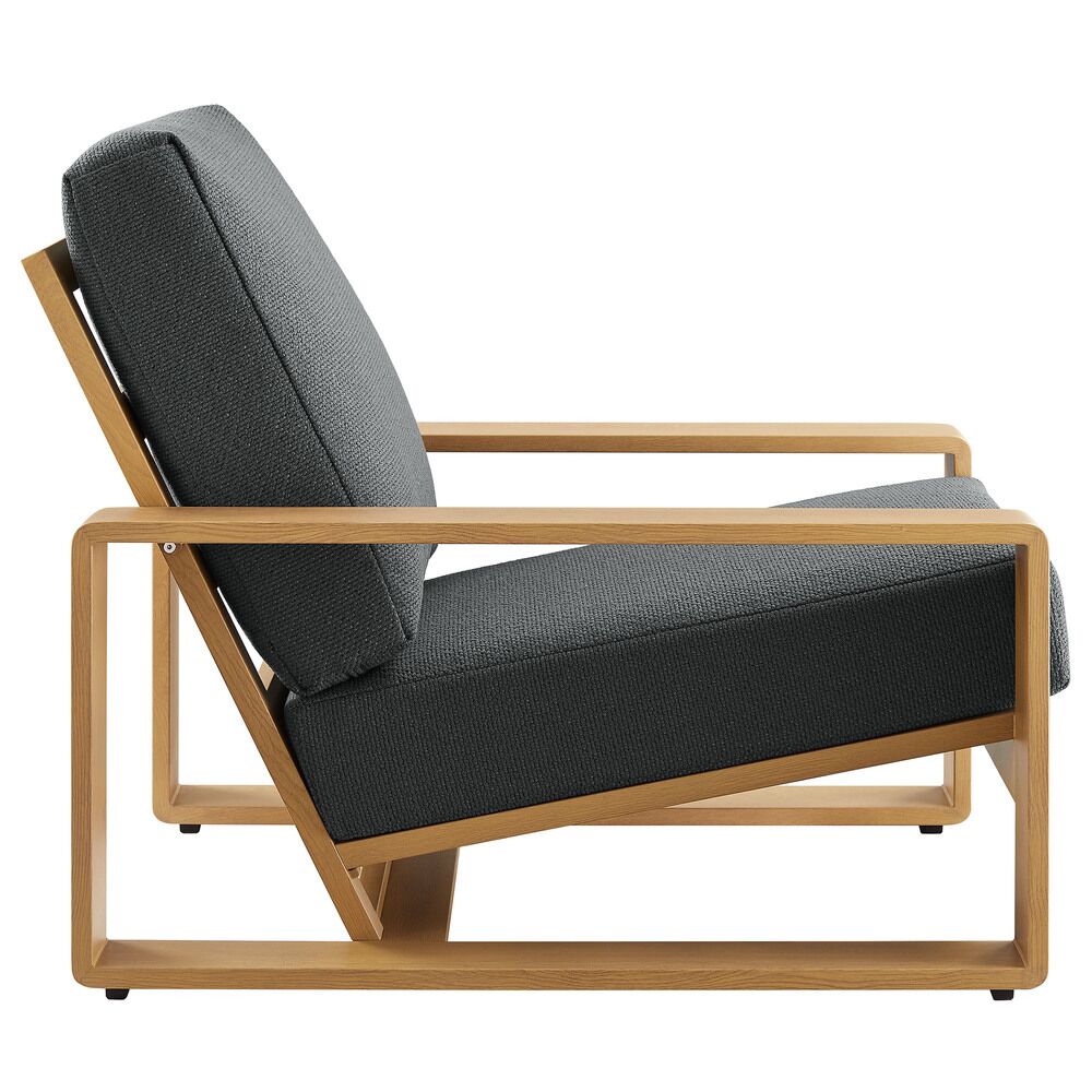 Lirienne Outdoor Patio Aluminum Faux Wood Armchair in Charcoal Natural by Modway - Image 4
