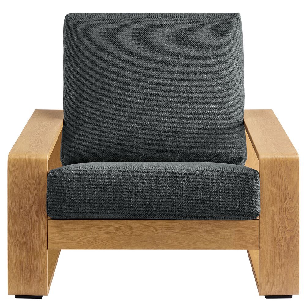 Lirienne Outdoor Patio Aluminum Faux Wood Armchair in Charcoal Natural by Modway - Image 6