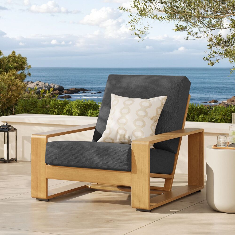 Lirienne Outdoor Patio Aluminum Faux Wood Armchair in Charcoal Natural by Modway - Image 8
