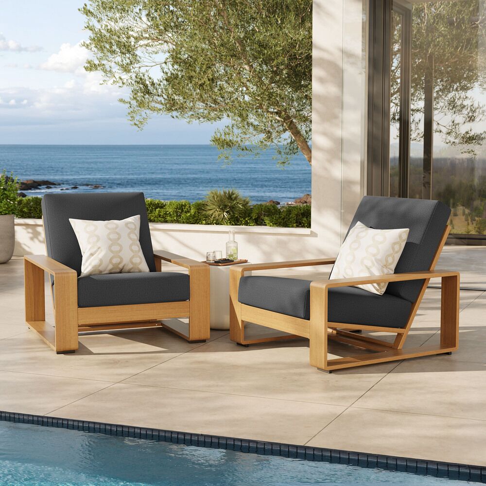 Lirienne Outdoor Patio Aluminum Faux Wood Armchairs Set of 2 in Charcoal Natural by Modway - Image 8