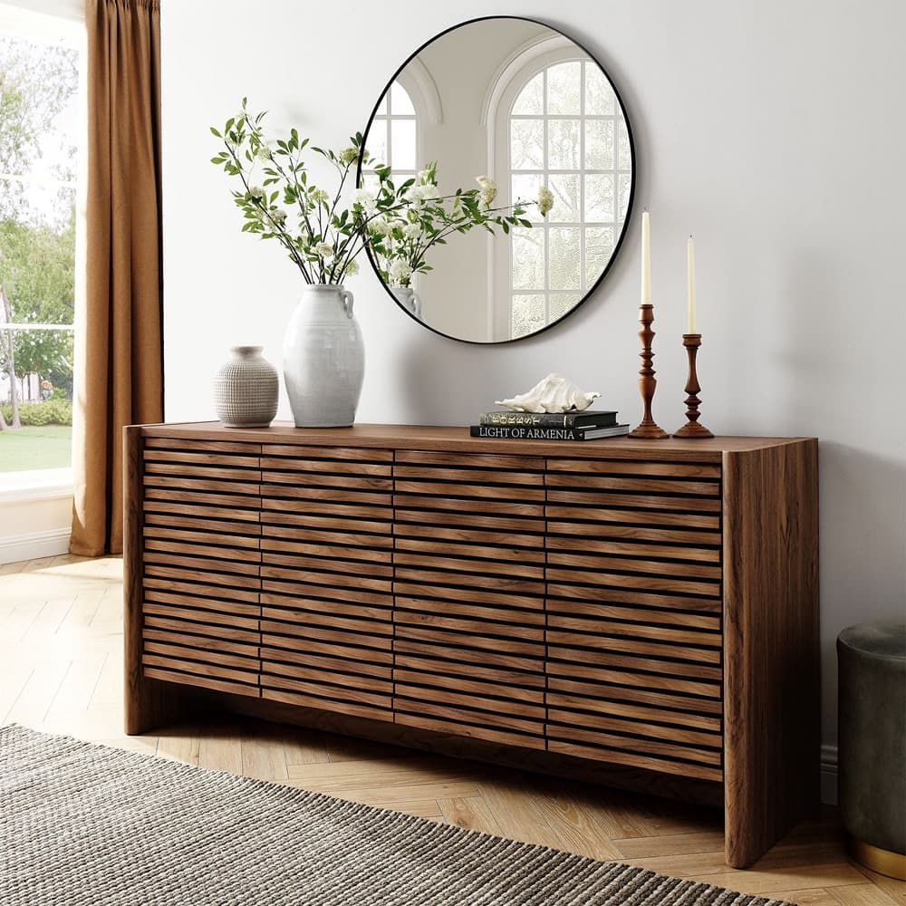 Emric Wave 66" 4-Door Sideboard in Walnut by Modway - Image 8