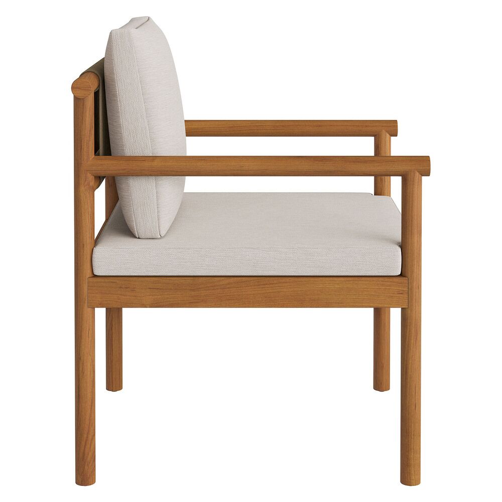Eleni Outdoor Patio Teak Wood Rope Dining Chair in Natural Sail by Modway - Image 4