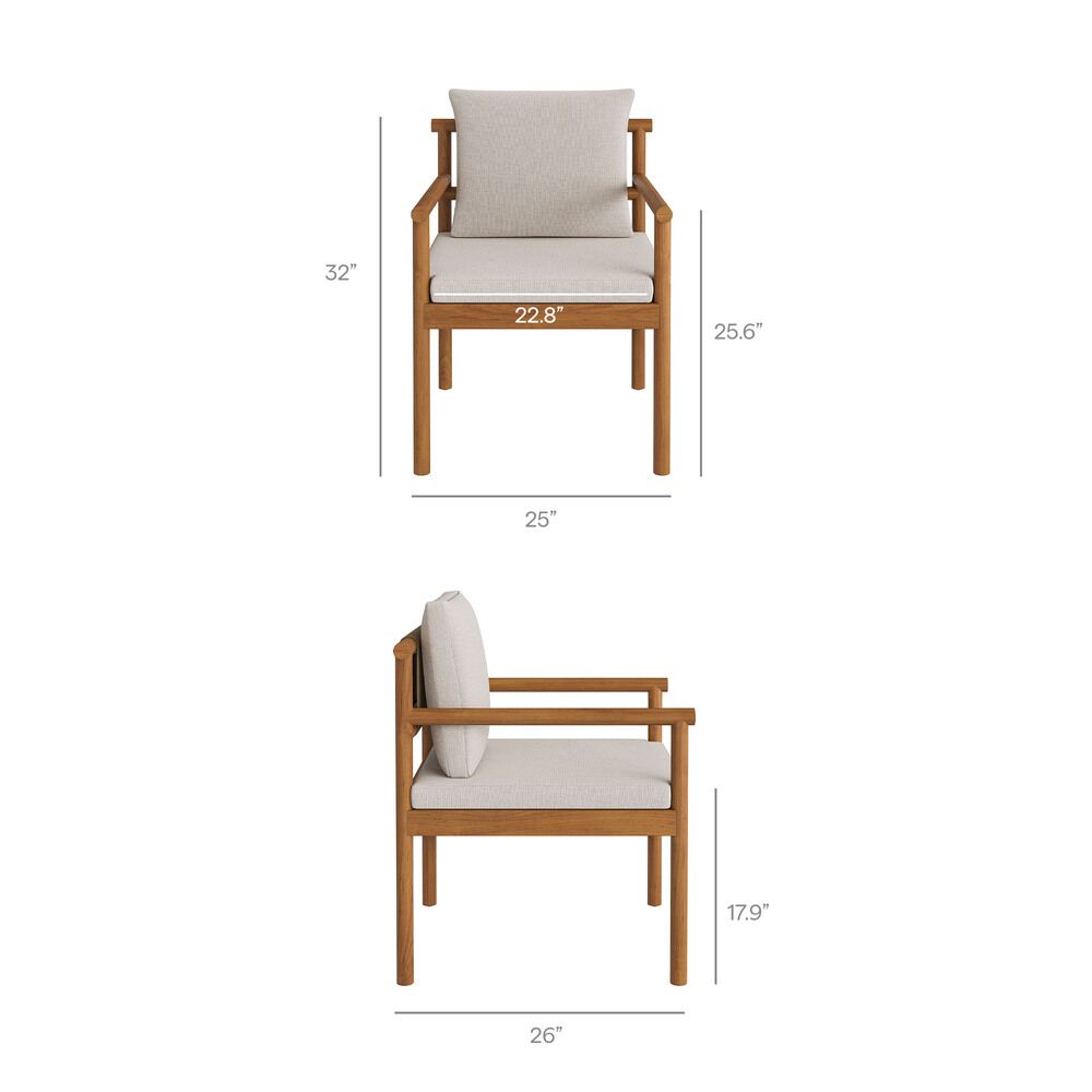 Eleni Outdoor Patio Teak Wood Rope Dining Chair in Natural Sail by Modway - Image 3