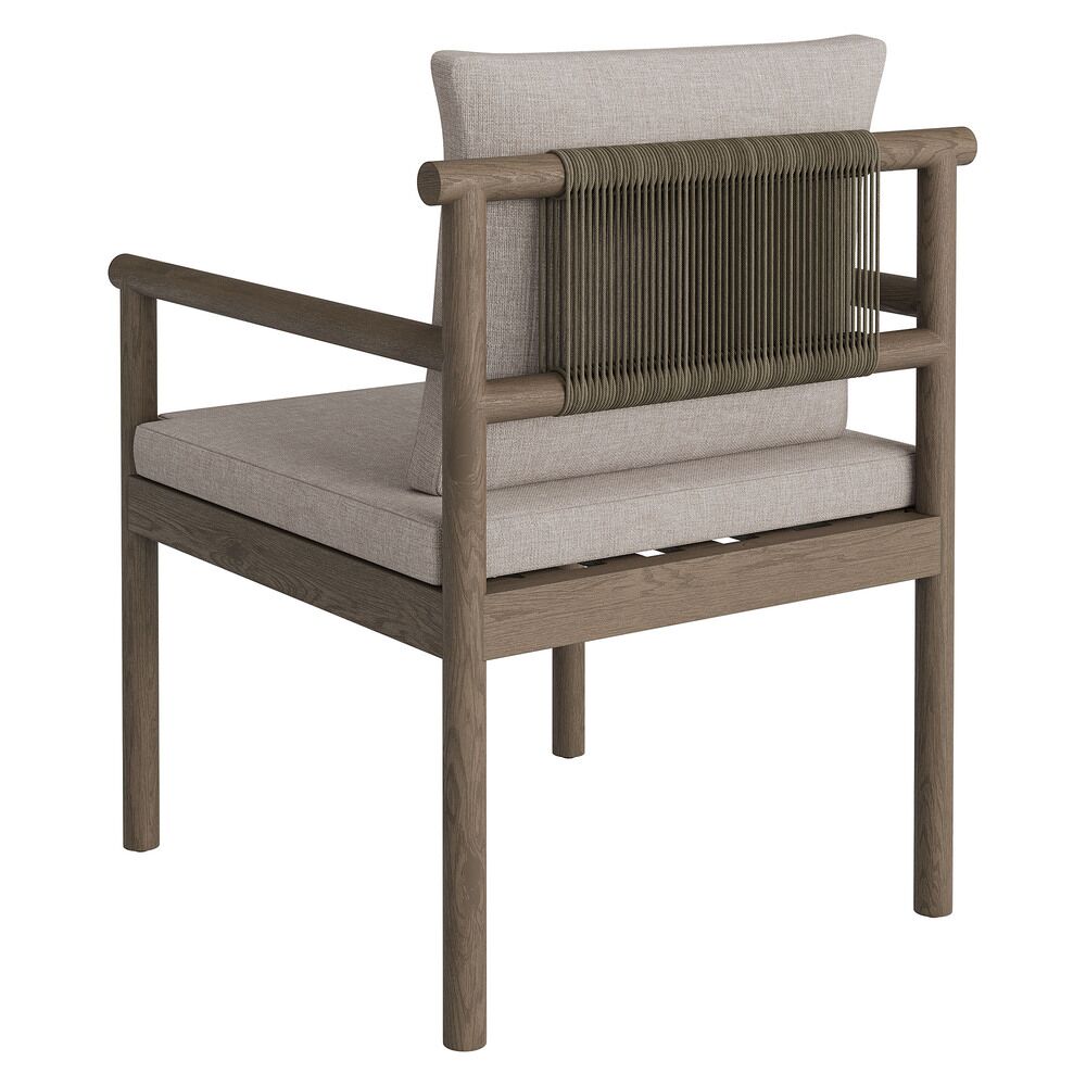 Eleni Outdoor Patio Teak Wood Rope Dining Chair in Weathered Gray Pebble by Modway - Image 5