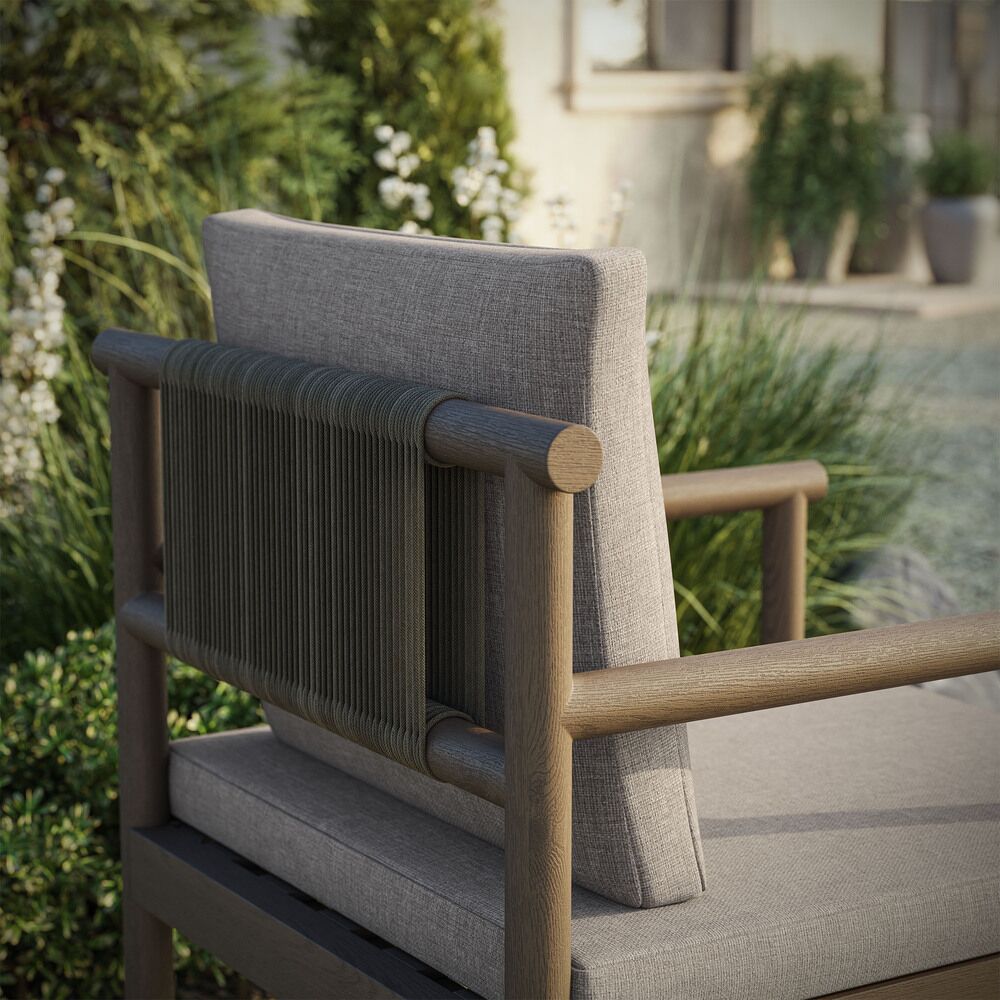 Eleni Outdoor Patio Teak Wood Rope Dining Chair in Weathered Gray Pebble by Modway - Image 9