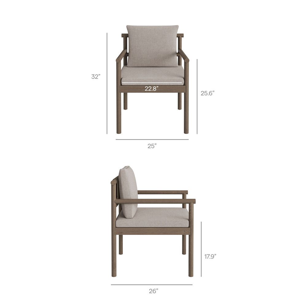 Eleni Outdoor Patio Teak Wood Rope Dining Chair in Weathered Gray Pebble by Modway - Image 3