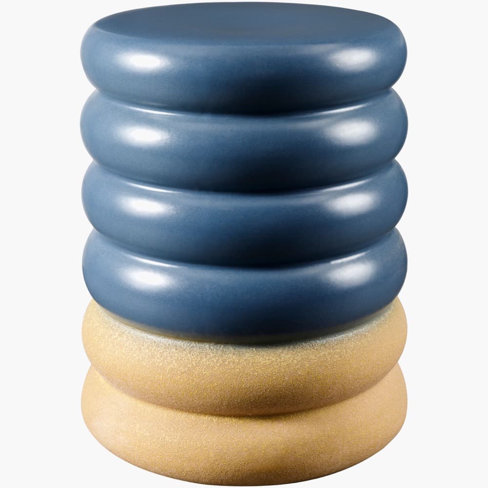 Bizen Blue Ceramic Garden Stool by Livabliss