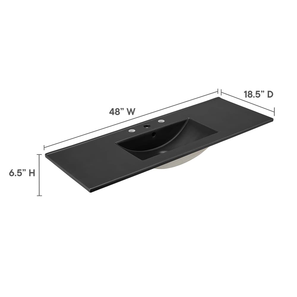 Cayman 48" Single Basin Bathroom Sink in Black by Modway - Image 3