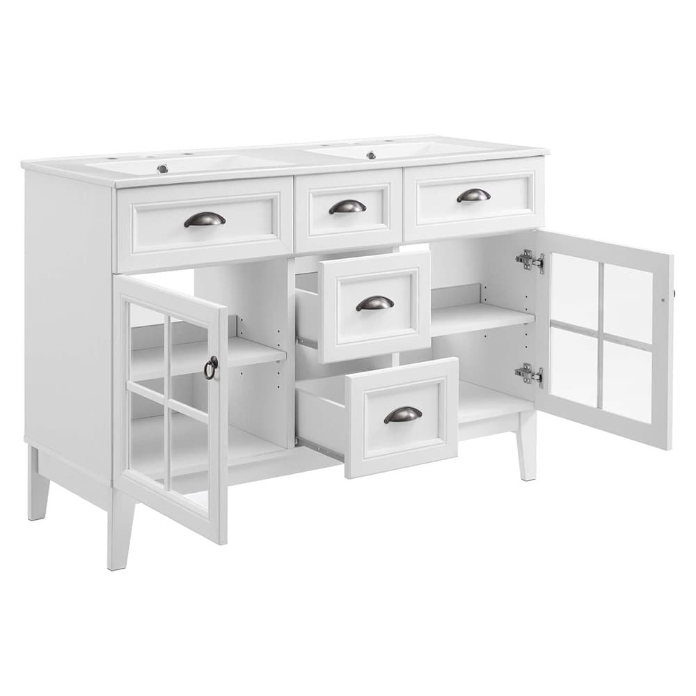 Isle 48" Double Bathroom Vanity Cabinet in White White by Modway - Image 5