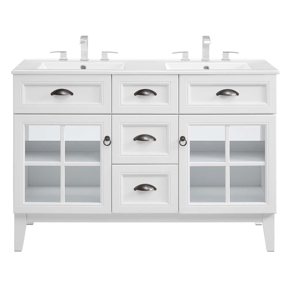 Isle 48" Double Bathroom Vanity Cabinet in White White by Modway - Image 7