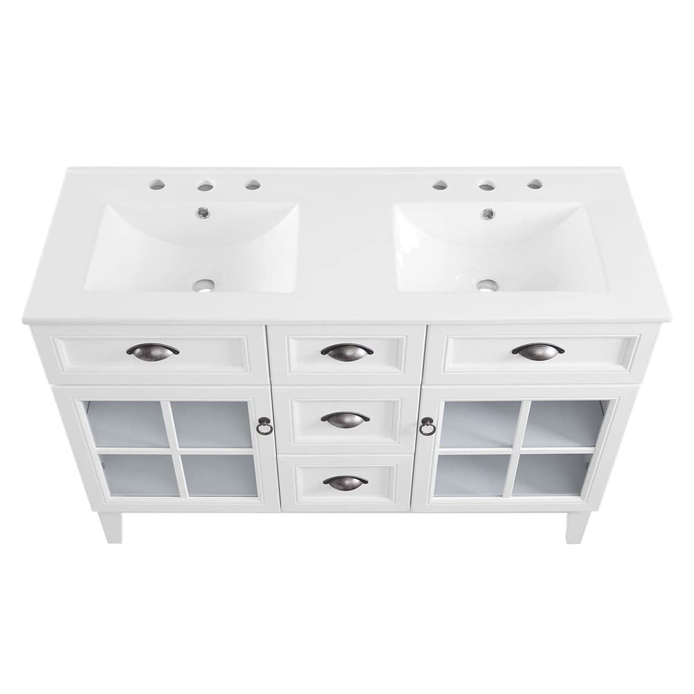 Isle 48" Double Bathroom Vanity Cabinet in White White by Modway - Image 4