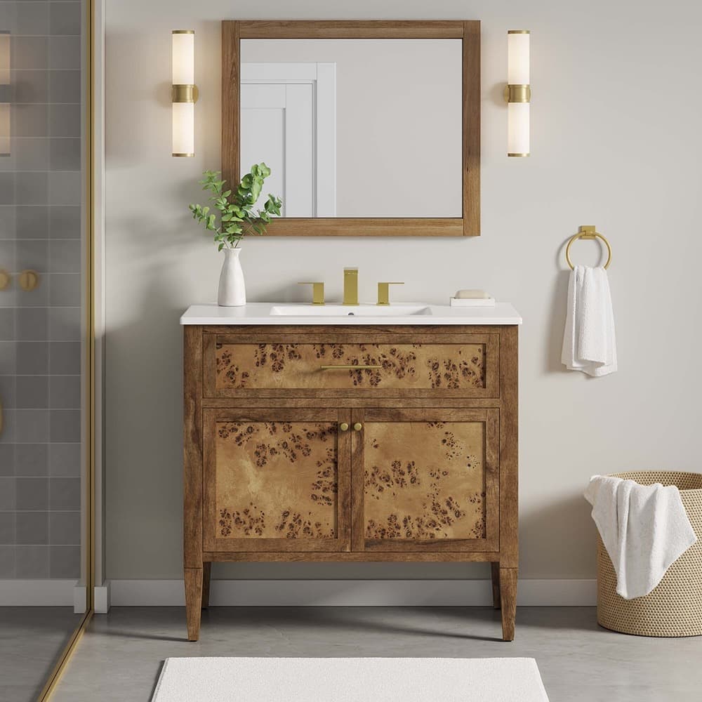 Elysian 36" Wood Bathroom Vanity in White Brown by Modway - Image 11