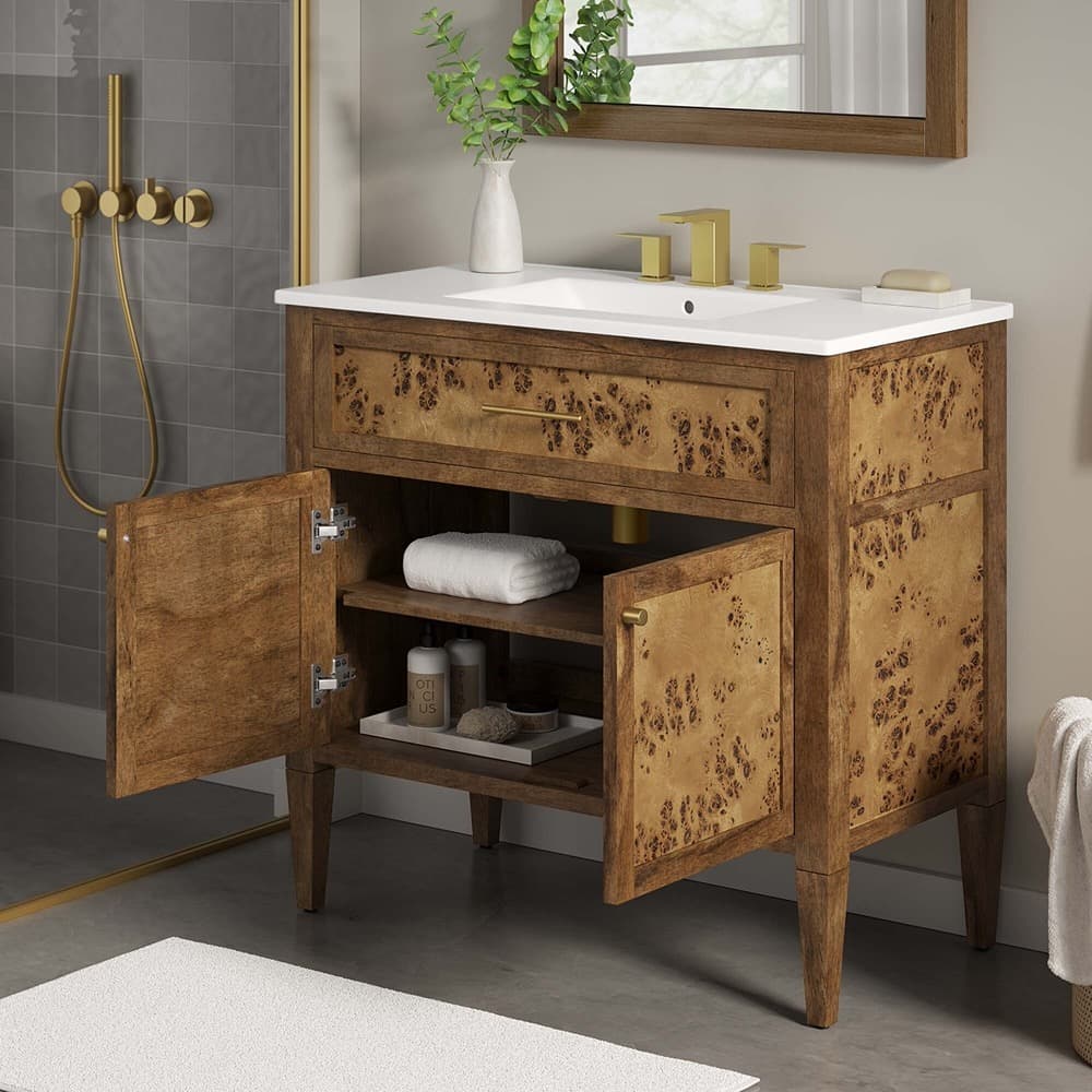 Elysian 36" Wood Bathroom Vanity in White Brown by Modway - Image 12