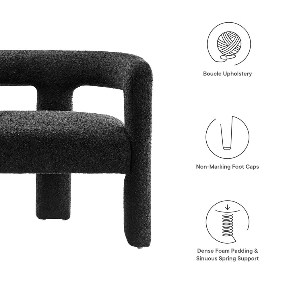 Kayla Boucle Upholstered Loveseat in Black by Modway - Image 2