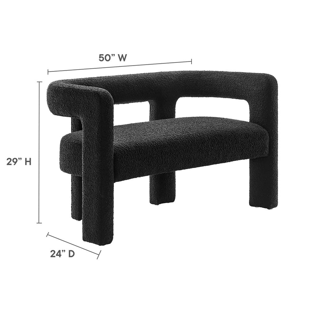 Kayla Boucle Upholstered Loveseat in Black by Modway - Image 3