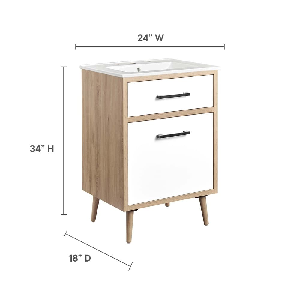 Maverick 24" Bathroom Vanity in White Oak by Modway - Image 2