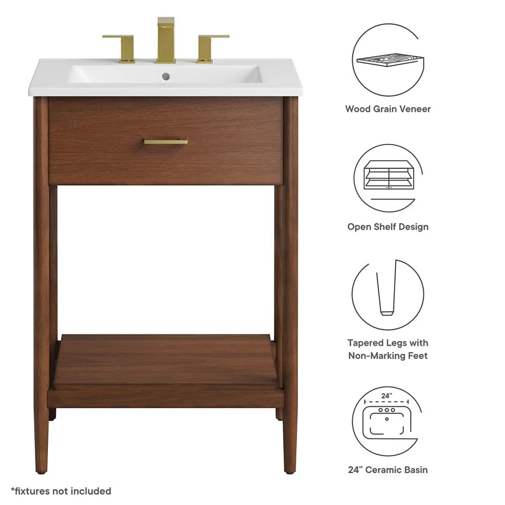 Zaire 24" Bathroom Vanity in Walnut White by Modway - Image 2