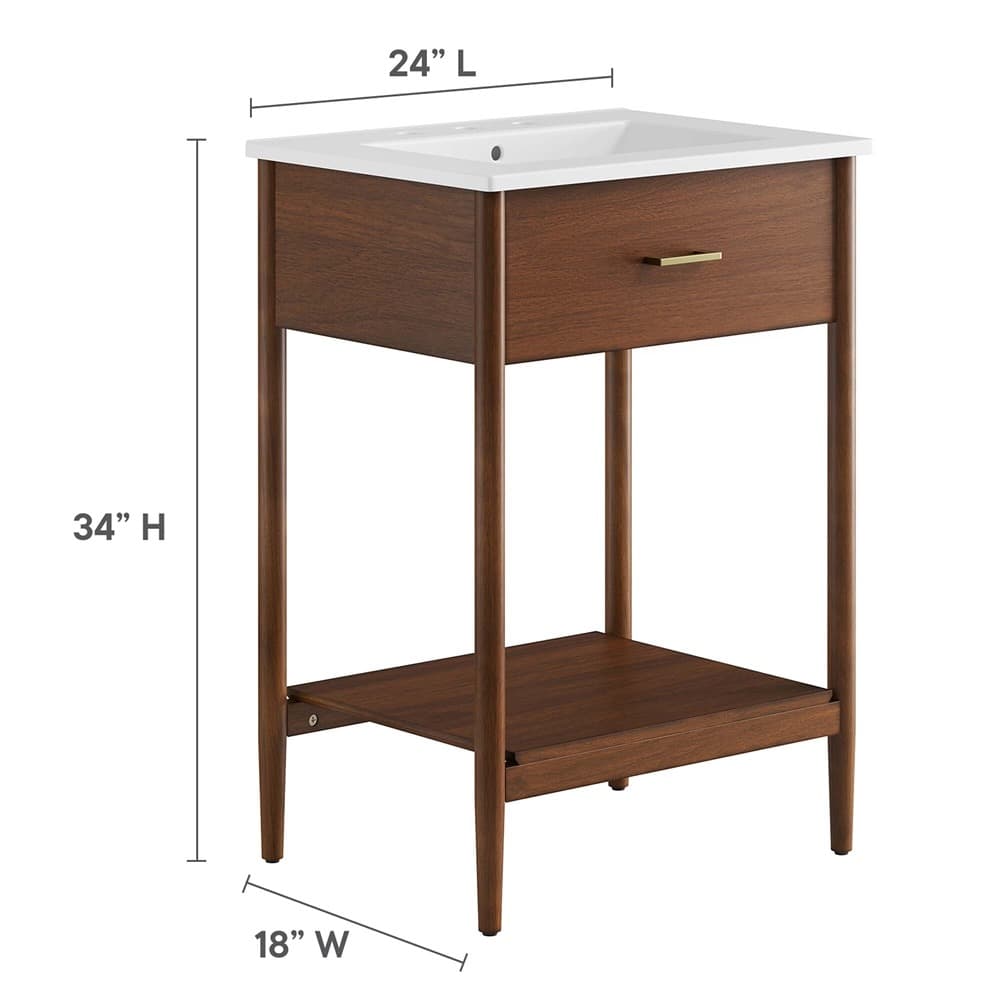 Zaire 24" Bathroom Vanity in Walnut White by Modway - Image 3