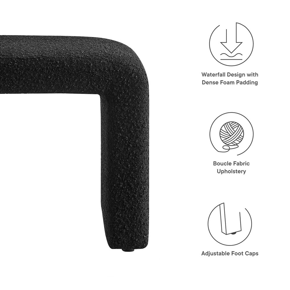 Simba Boucle Fabric Waterfall Stool in Black by Modway - Image 2