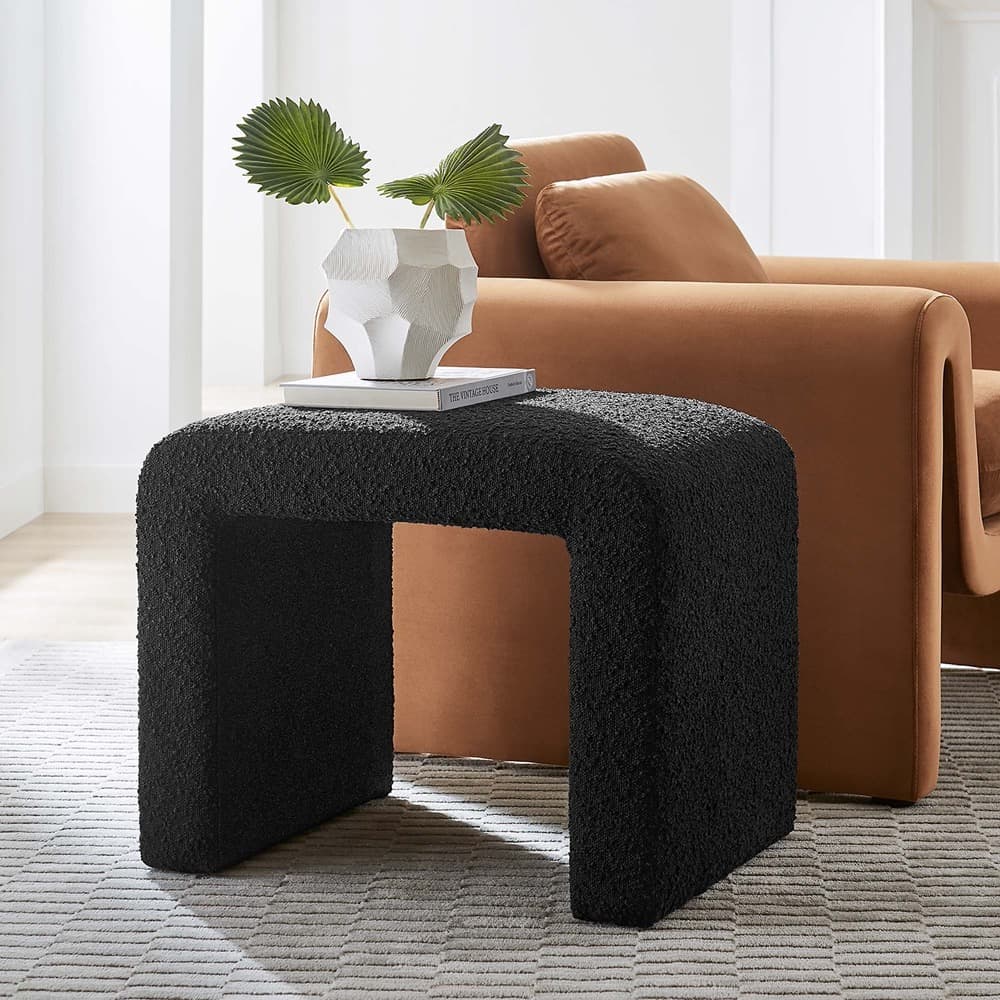 Simba Boucle Fabric Waterfall Stool in Black by Modway - Image 10