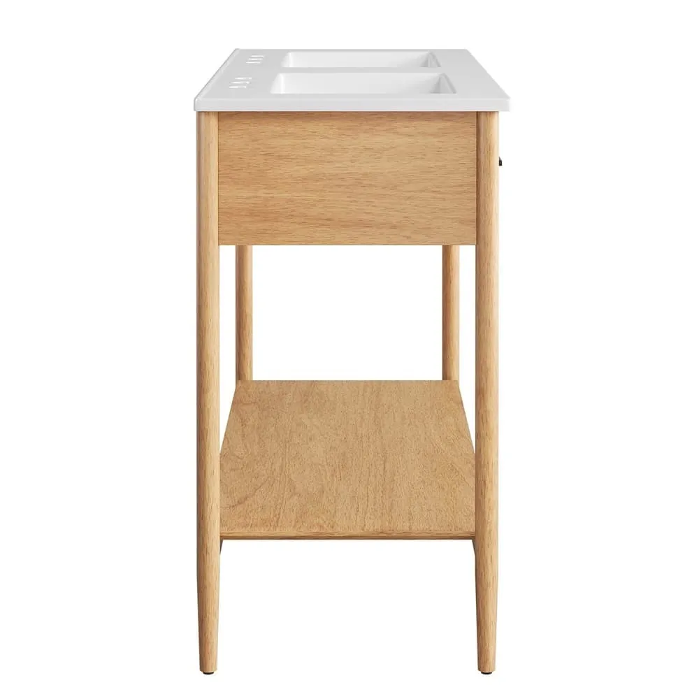 Zaire 48" Double Sink Bathroom Vanity in Natural White by Modway - Image 4