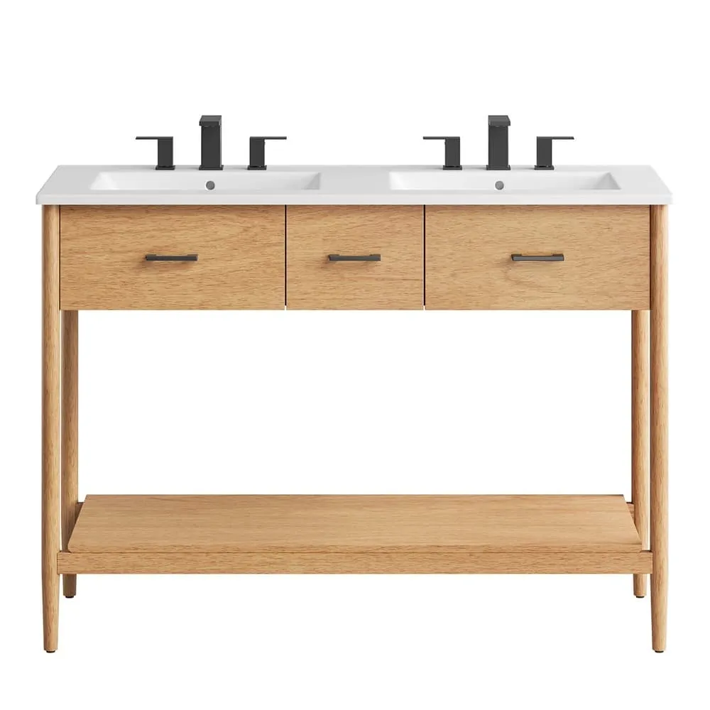 Zaire 48" Double Sink Bathroom Vanity in Natural White by Modway - Image 6