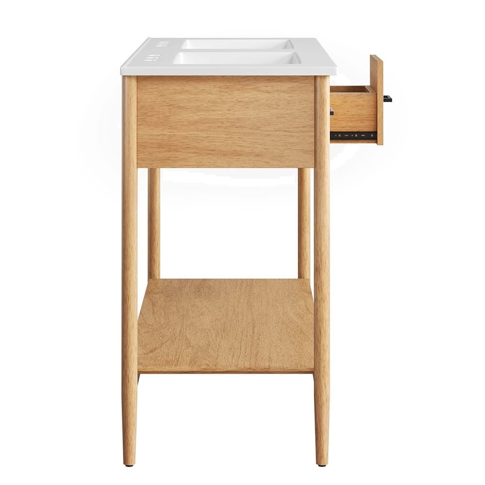 Zaire 48" Double Sink Bathroom Vanity in Natural White by Modway - Image 7