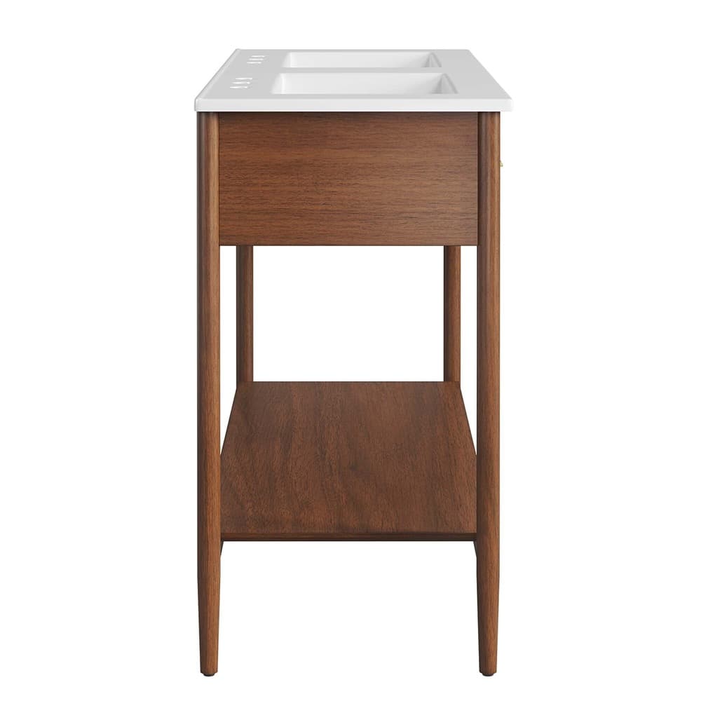 Zaire 48" Double Sink Bathroom Vanity in Walnut White by Modway - Image 4