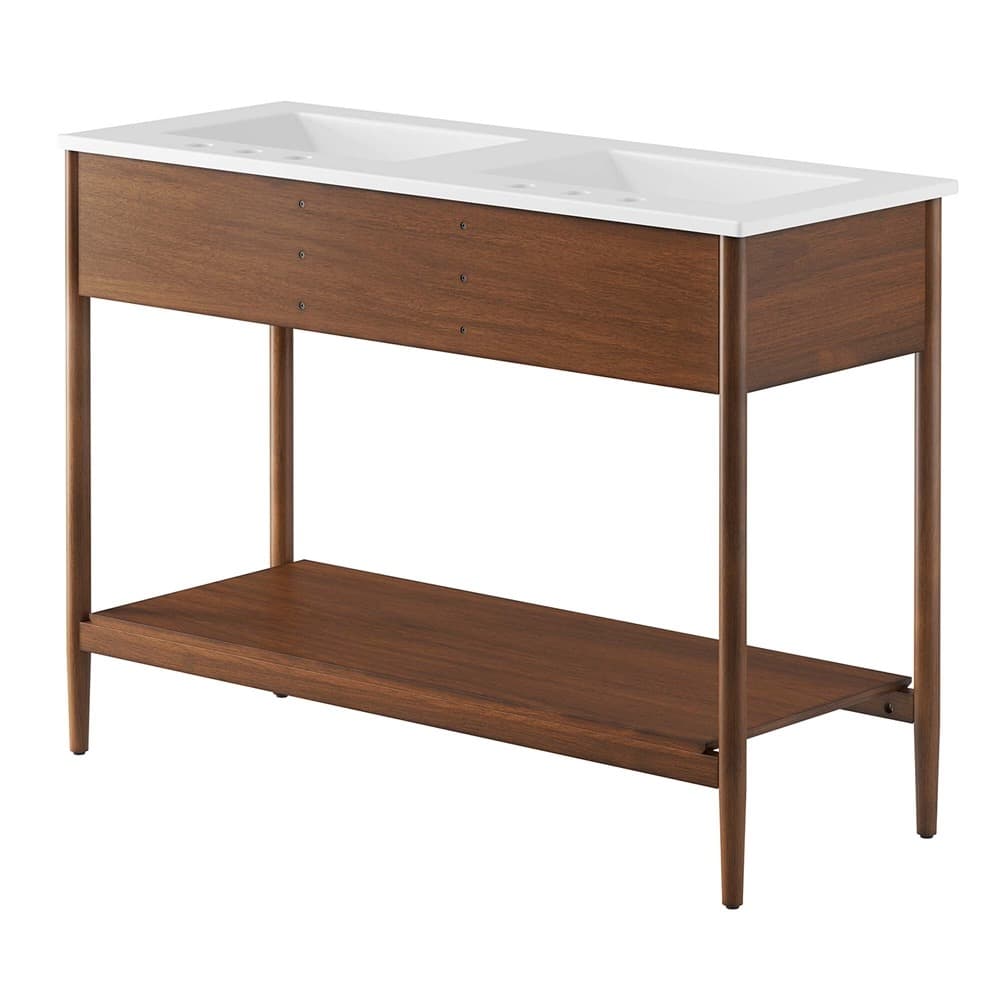 Zaire 48" Double Sink Bathroom Vanity in Walnut White by Modway - Image 5