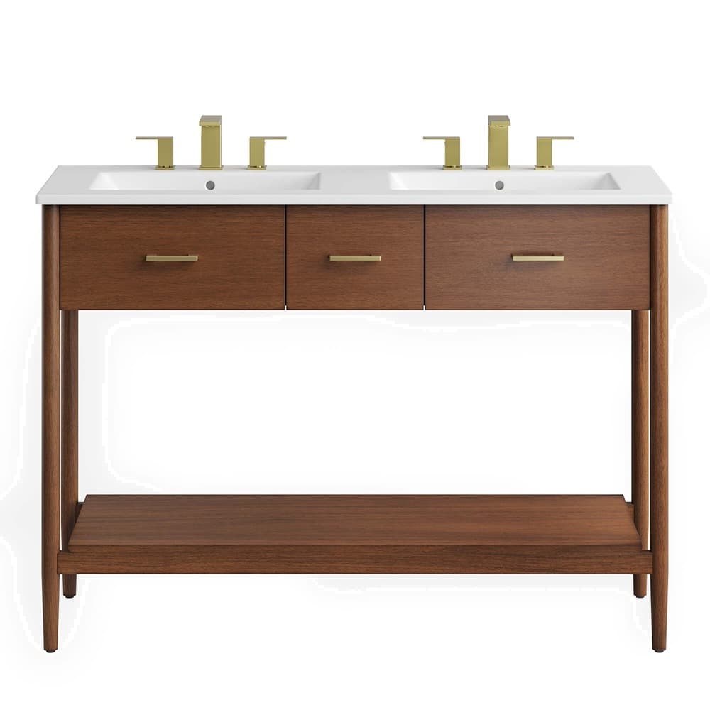Zaire 48" Double Sink Bathroom Vanity in Walnut White by Modway - Image 6
