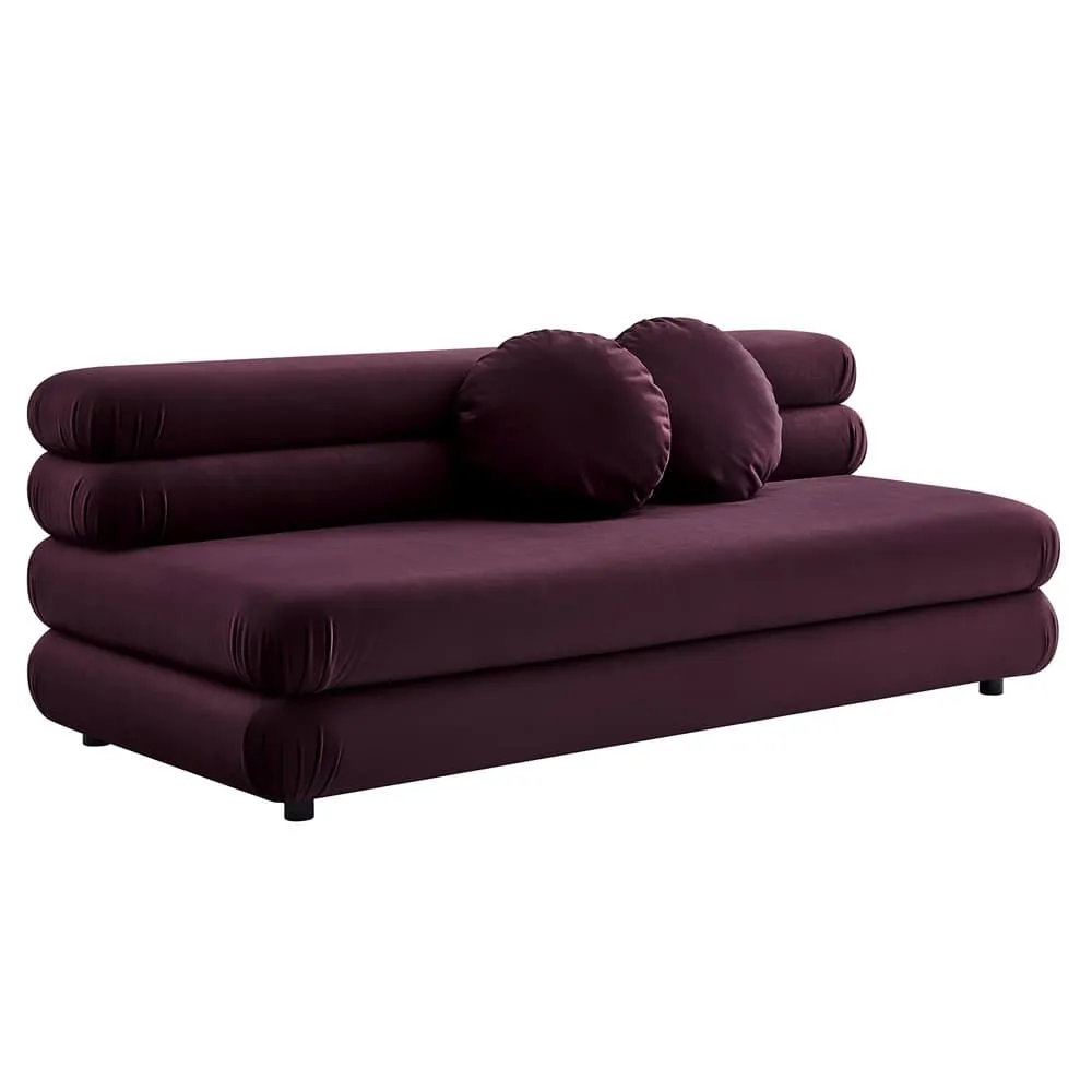 Jubilee Modular Performance Velvet Armless Loveseat in Mulberry by Modway