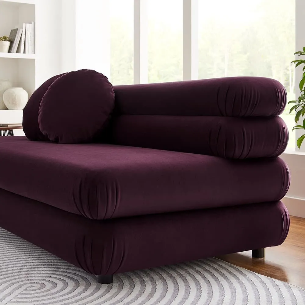 Jubilee Modular Performance Velvet Armless Loveseat in Mulberry by Modway - Image 12