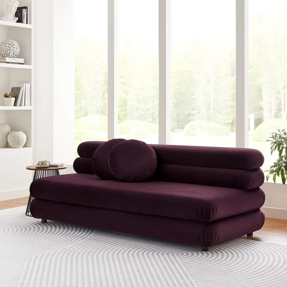Jubilee Modular Performance Velvet Armless Loveseat in Mulberry by Modway - Image 9