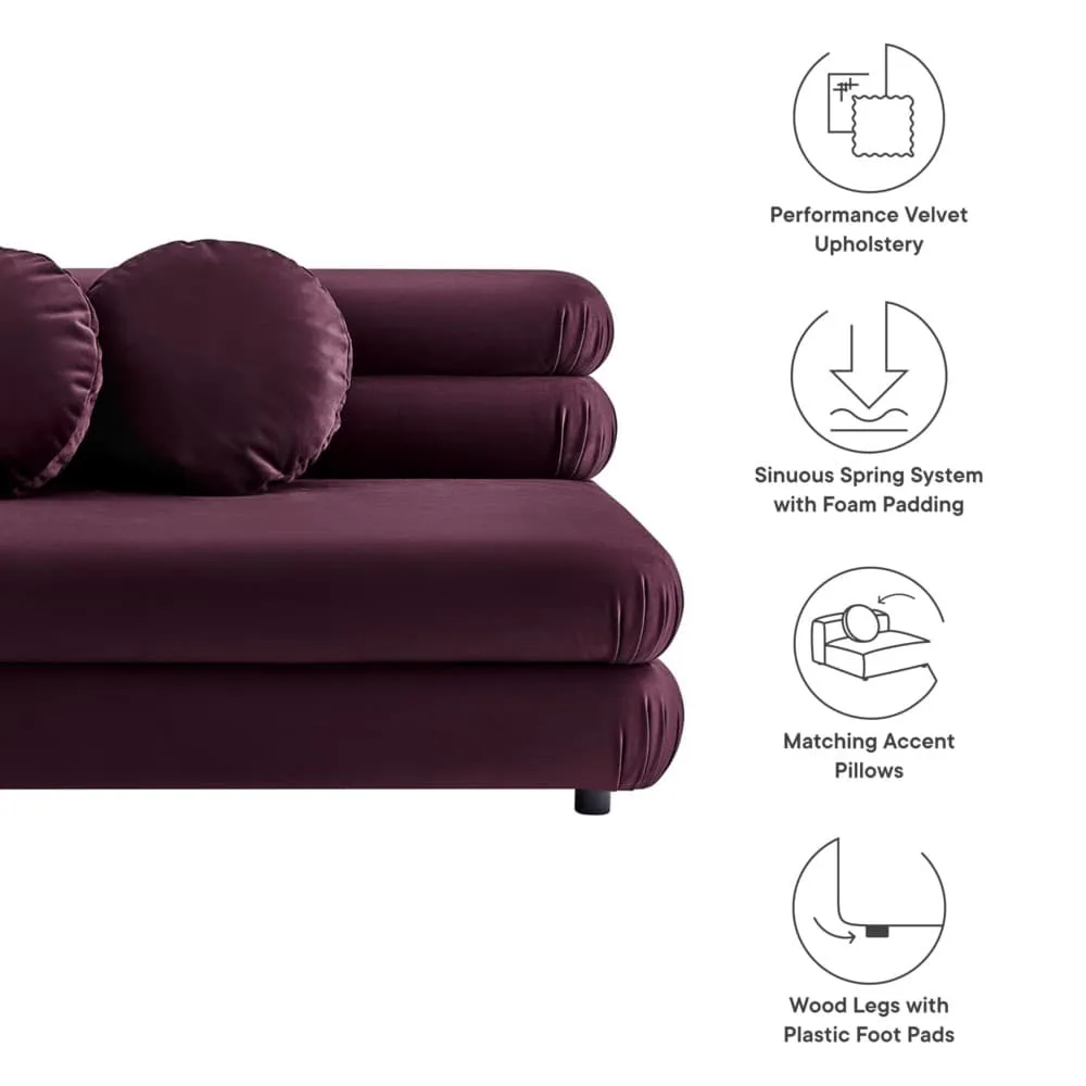 Jubilee Modular Performance Velvet Armless Loveseat in Mulberry by Modway - Image 3