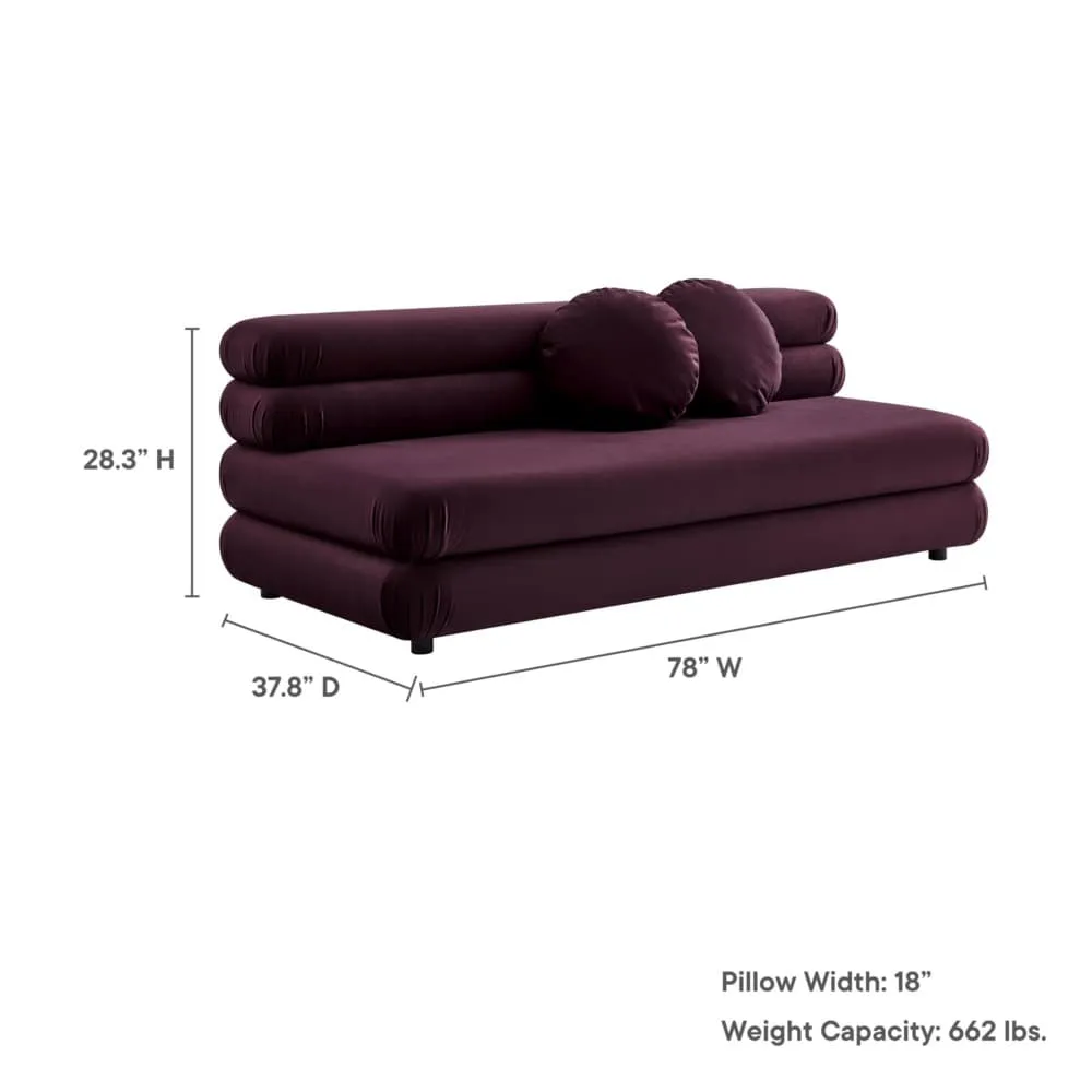 Jubilee Modular Performance Velvet Armless Loveseat in Mulberry by Modway - Image 2